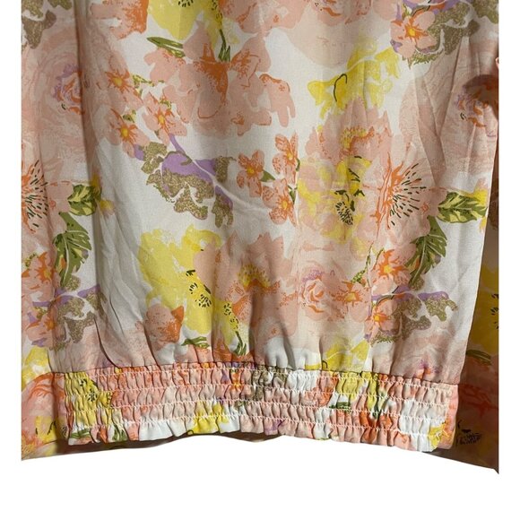 Floral Print Wrap Style Sheer Blouse With Short Flutter Sleeves Womens 1X OPPA! - Picture 4 of 11